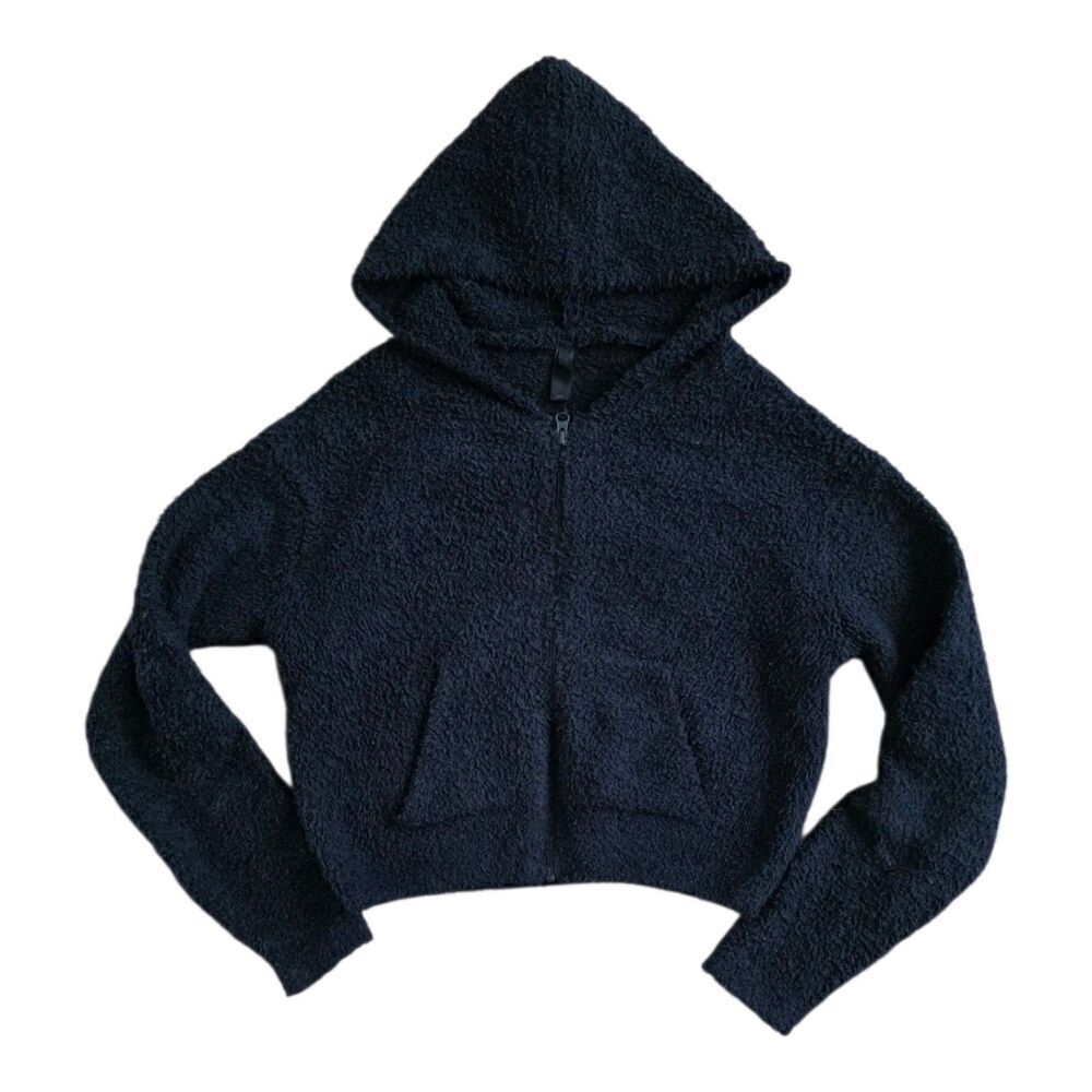 Skims Black Boucle Cozy Knit Zip Up Hoodie S/M